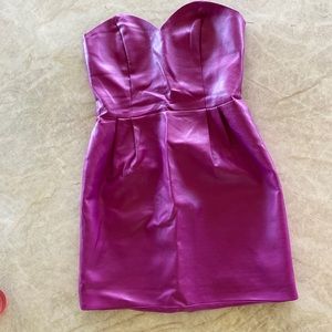 Vegan leather mini dress. Color: fuchsia. Like new.